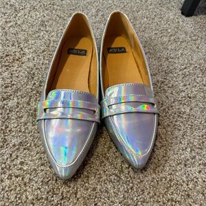 N.Y.L.A Lustrous Silver Loafers